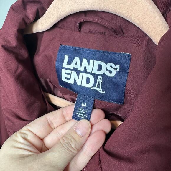 Lands End Full Zip Windbreaker Jacket Maroon - Picture 2 of 5
